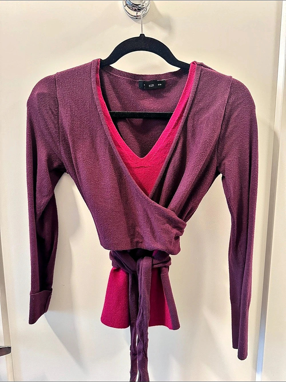 Club Monaco Long Sleeve Wrap Tunic in Purple & Pink Size XS